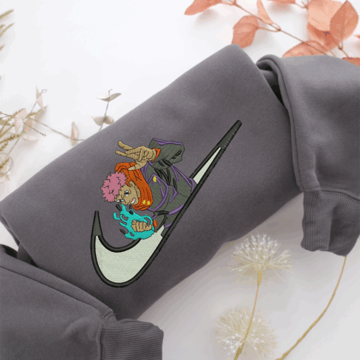 Yuji Itadori Swoosh Nike Embroidered Sweatshirt, Nike Movie Inspired, Best Gifts Idea For Him Her - Image 4