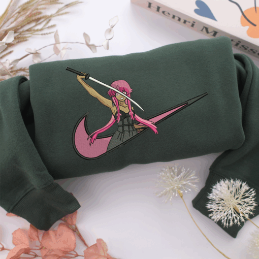 Yuno Gasai Swoosh Nike Embroidered Sweatshirt, Nike Movie Inspired, Best Gifts Idea For Him Her - Image 3