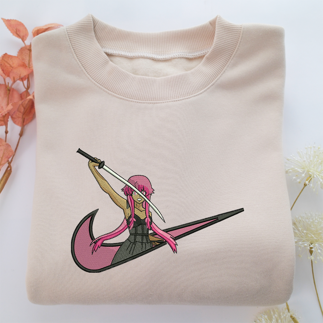 Yuno Gasai Swoosh Nike Embroidered Sweatshirt, Nike Movie Inspired, Best Gifts Idea For Him Her