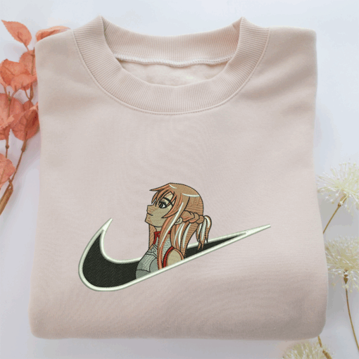 Yuuki Asuna Swoosh Nike Embroidered Sweatshirt, Nike Movie Inspired, Best Gifts Idea For Him Her
