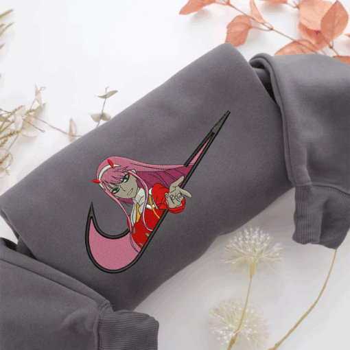 Zero Two Swoosh  Nike Embroidered Sweatshirt, Nike Movie Inspired, Best Gifts Idea For Him Her - Image 4