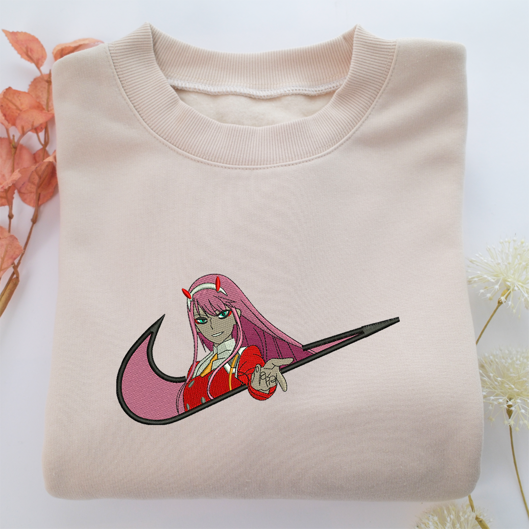 Zero Two Swoosh  Nike Embroidered Sweatshirt, Nike Movie Inspired, Best Gifts Idea For Him Her