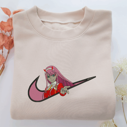 Zero Two Swoosh  Nike Embroidered Sweatshirt, Nike Movie Inspired, Best Gifts Idea For Him Her