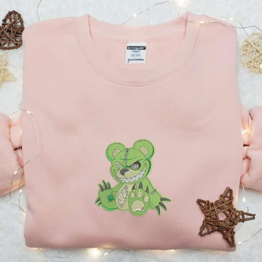 Zombie Bear Embroidered Sweatshirt Halloween Embroidered Hoodie Best Halloween Gift Ideas