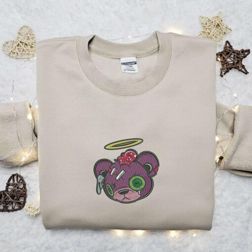 Zombie Teddy Bear Embroidered Sweatshirt Halloween Embroidered Hoodie Best Halloween Gift Ideas