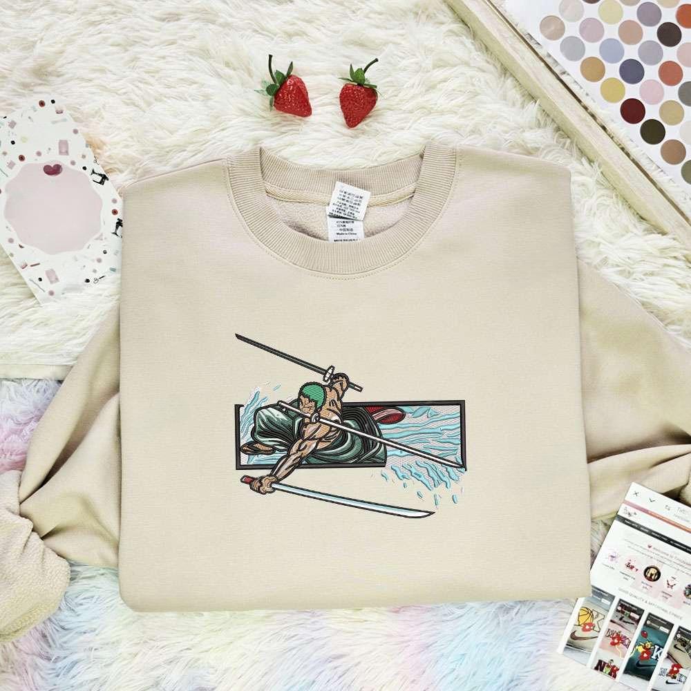 Zoro One Piece Anime , Anime Embroidered T-shirt Sweatshirt Hoodie, Inspired Anime Movie, Best Gift for Anime Fans