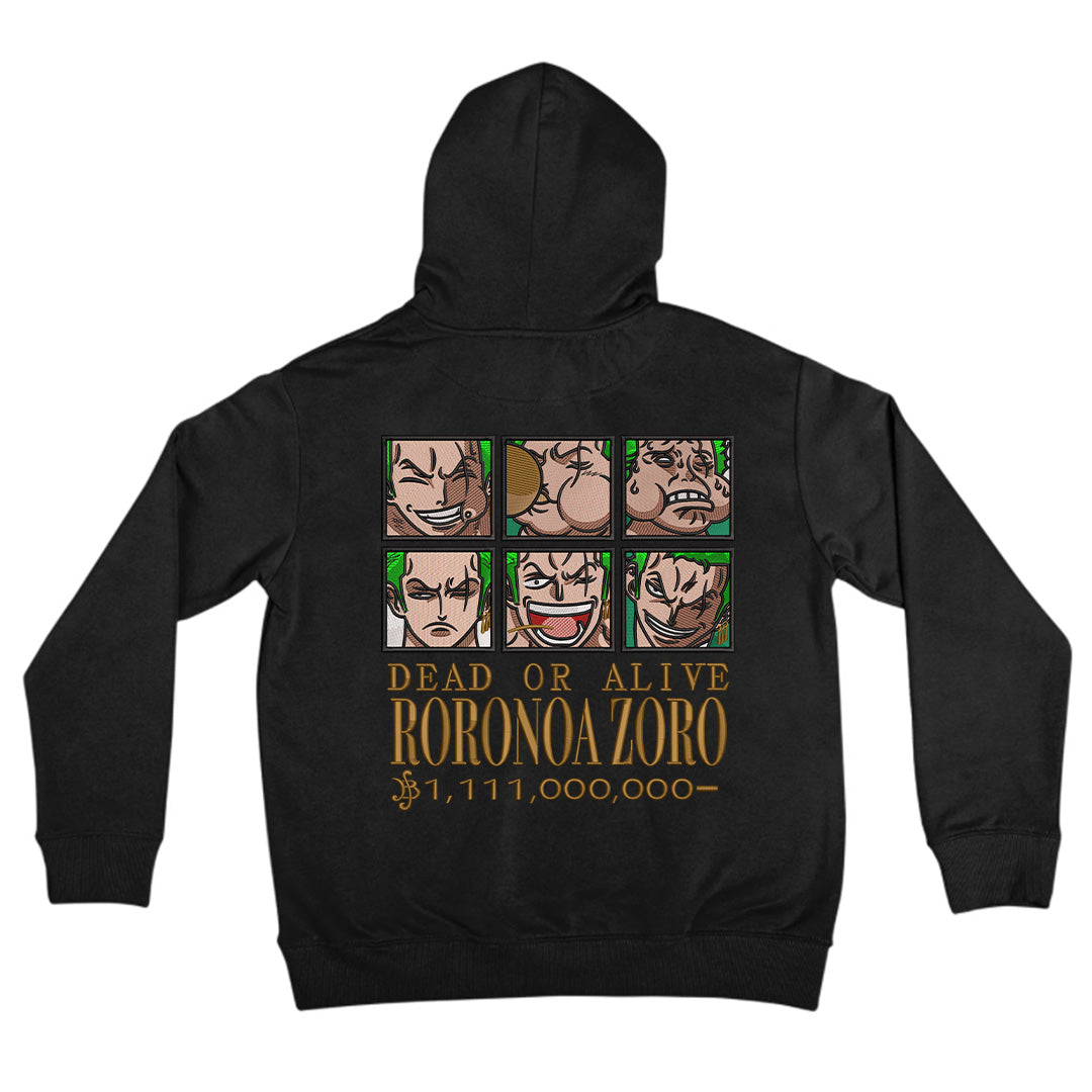 Zoro Wanted V.1 Hoodie Embroidered Hoodie Anime Best Gift Idea For Fan