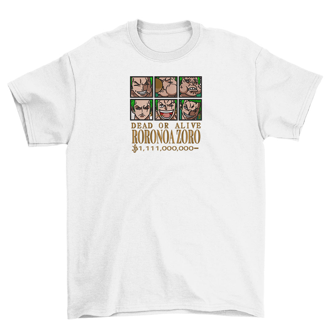 Zoro Wanted V.1 T-shirt Embroidered Shirt Anime  Best Gift Idea For Fan