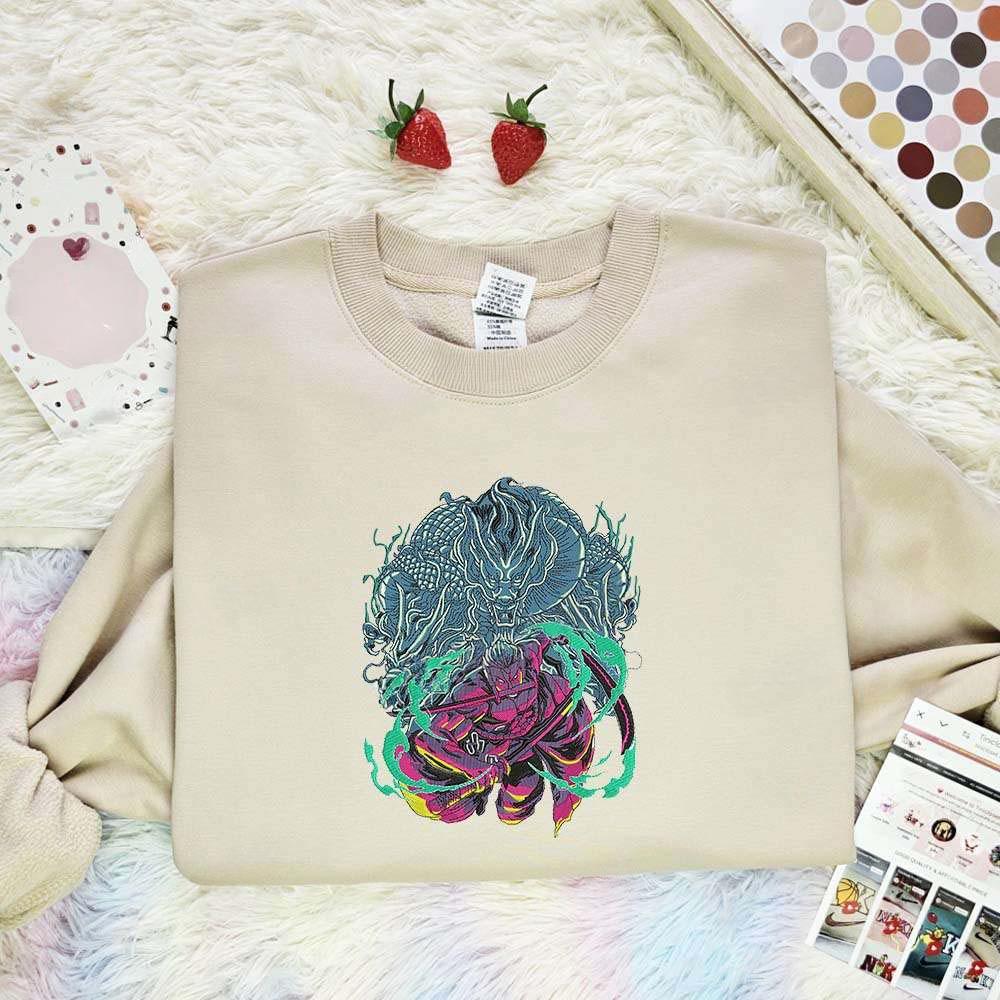 Zoro With Dragon , Anime Embroidered T-shirt Sweatshirt Hoodie, Inspired Anime Movie, Best Gift for Anime Fans