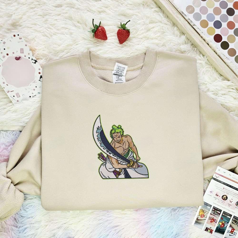 Zoro With Sword One Piece Anime , Anime Embroidered T-shirt Sweatshirt Hoodie, Inspired Anime Movie, Best Gift for Anime Fans